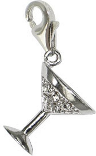 Chrysalis Charm Silver Plated White Col. Crystal Cocktail Glass