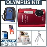 Olympus Stylus Tough 3000 Digital Camera Kit,- Red - with 8GB SD Memory Card, Camera Case, Table Top Tripod, Spare LI-42B Type Lithium-ion Battery, EZ Digital Photography Guide Card