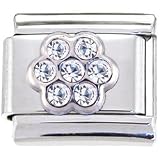 CRYSTAL Gem APRIL BIRTHSTONE DAISY Italian Charm