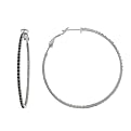 Sterling Silver 50Mm Pave Cubic Zirconia Hoop Earring - Black