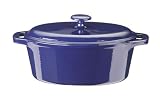 Innova Color Cast Porcelain-Enameled Cast-Iron 7-Quart Oval Roaster, Blue