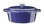Innova Color Cast Porcelain Enameled Cast Iron 4-1/2 Quart Oval Roaster, Blue