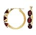 14k Gold & Garnet 3 Oval Stone Hoop Earrings