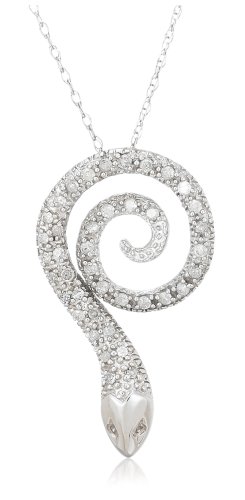 10k Choice of White or Yellow Gold Diamond Snake Pendant (1/4 cttw, I-J Color, I2-I3 Clarity)