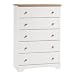 White and Natural Maple 5 Drawer Chest