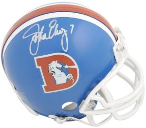 John Elway Autographed/Hand Signed Denver Broncos Throwback ''D'' Mini Helmet- Elway Hologram