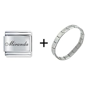 Edwardian Script Font Name Miranda Italian Charm Bracelet