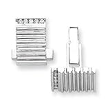 14k White Gold Polished Ridged-Design AA Quality Completed Diamond Cuff Links