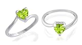 Heart Cut Peridot Solitaiore Ring Sterling Silver