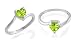 Heart Cut Peridot Solitaiore Ring Sterling Silver