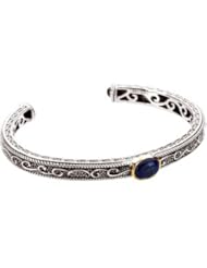 Genuine Cabochon Lapis & Blue Sapphire Bracelet by US Gems