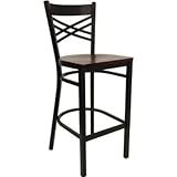 HERCULES Black ""X"" Back Metal Bar Stool with Mahogany Wood Seat - XU-6F8B ....