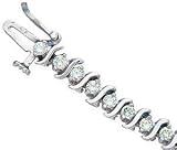 14Kt White Gold Curvy Diamond Tennis Bracelet