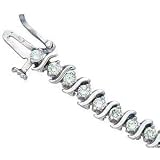 14kt White Gold Curvy Diamond Tennis Bracelet