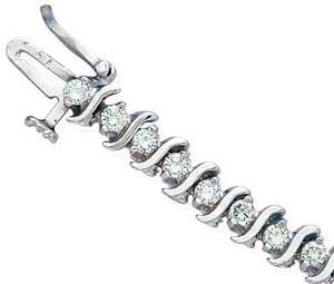 14Kt White Gold Curvy Diamond Tennis Bracelet