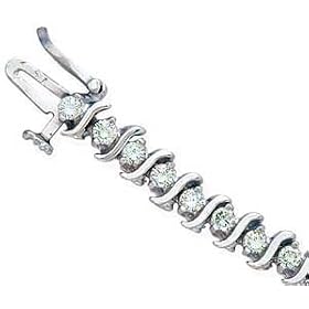 14kt White Gold Curvy Diamond Tennis Bracelet by Jewelry Days