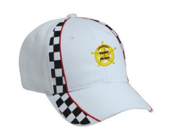 VOLUNTEER PORNO PATROL White Racing Checker Flag Hat / Baseball Cap