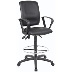 Boss Office Products B1647, Boss Multi-function Leatherplus Drafting Stool W  Loop Arms by Boss