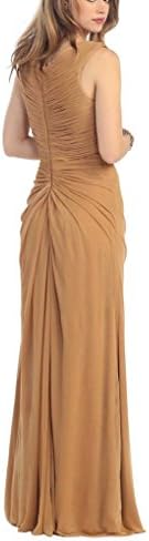 UniWedding Square Neck Beaded Ruched Splits Chiffon Mother of the Bride Dress 20