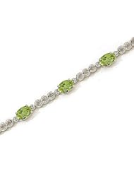 14kt Yellow Gold Oval Peridot and Diamond Bracelet
