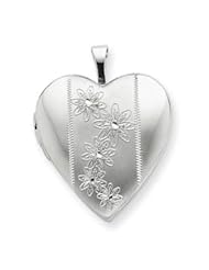 Sterling Silver 20mm with Flowers Heart Locket
