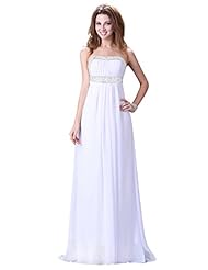 Strapless Chiffon Ruched Backless Beaded Sequined Evening Dress/Prom Dress/Wedding Dress 