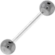 14 Gauge HEMATITE Barbell Tongue Ring 5/8" 6mm