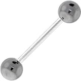 14 Gauge HEMATITE Barbell Tongue Ring 5/8 Inches 6mm