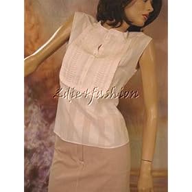 $1070 New CHLOE Light Pink Woven Tuxedo Tux Top 42 10
