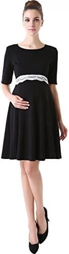 Momo Maternity "Delilah" Open Lace Back Dress - Black M