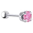 18 Gauge 5/16" -Solid 14KT White Gold 4mm Pink Cubic Zirconia Cartilage Earring