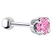18 Gauge 5/16" -Solid 14KT White Gold 4mm Pink Cubic Zirconia Cartilage Earring