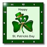 Saint Patrick's Day Cartoon shamrock with Irish top hat - 10x10 Wall Clock
