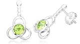 Round Cut Peridot Drop Earrings Sterling Silver