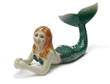 MERMAID w/Red Hair & Green Tail lays w/her tail up New MINIATURE PORCELAIN Northern Rose R345