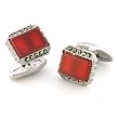 Rhodium Brass with Semi-Precious Agate Cufflink, Weight: 13.40gm - Siam Color