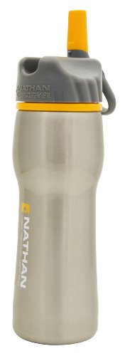Nathan Stainless Steel 500 ml Flip Straw Bottle (Silver)