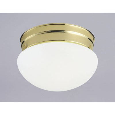 Westinghouse 64224 One-Light Flush Mount Mushroom Ceiling Fixture, Polished Brass with White Opal Globe