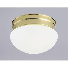 Westinghouse 64224 One-Light Flush Mount Mushroom Ceiling Fixture, Polished Brass with... by Westinghouse
