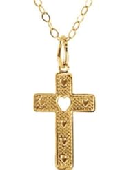 Youth Cross With Heart Pendant 14K Gold Yellow 19534