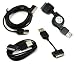 Case Star ® Black 4 PCS (3 Inch/3 Ft/6 Ft/2.25 Ft Retractable) USB Charge and Sync Data Cable for iPod touch itouch Nano iPhone 4 4S 3 3GS + Case Star Cellphone Bag (sku:IP-CAB)