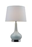 Mary-kate and Ashley Continuum Table Lamp.  Blue ceramic lamp with chrome accents.  Blue fabric shade.  W11 H17, 1 60 watt med. bulb.