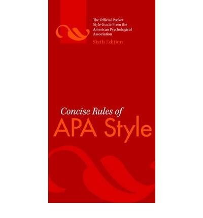 concise rules of apa style style by associationamerican psychological 20096th edition spiral bound