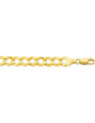 8.5" 14K Yellow Gold 7.0mm (2/7") Polished Diamond Cut Comfort Curb Chain w/ Lobster Clasp
