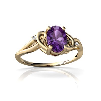 14K Yellow Gold Oval Genuine Amethyst Ring Size 9