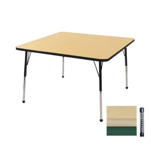 Early Childhood Resource ELR-14116-MMGN-C 30 in. Maple Square Adjustable Activity Table with Maple Edge and Green Chunky Legs