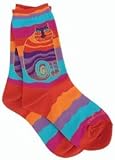 Laurel Burch Socks-Rainbow Cat -Multi Wavy Stripe
