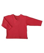 Red V-neck jumper