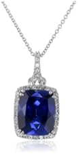 Sterling Silver, Created White Sapphire, and Created Gemstone Pendant Necklace, 18"