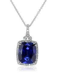 Sterling Silver, Created White Sapphire, and Created Gemstone Pendant Necklace, 18"
